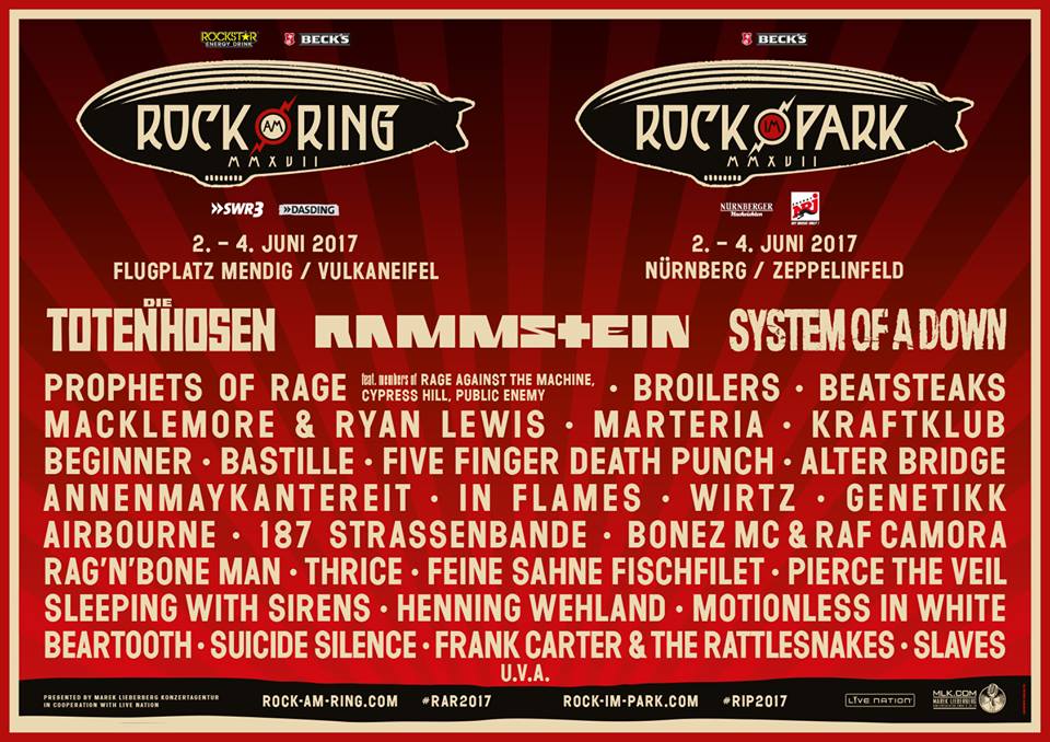 Cartel hasta el momento de Rock am Ring y Rock im Park 2017