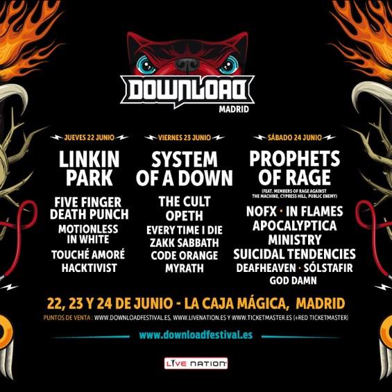 Cartel hasta el momento del Download Festival Madrid 2017