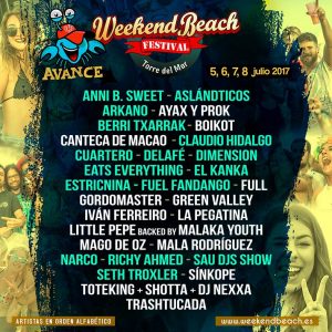 Primeras confirmaciones del Weekend Beach 2017