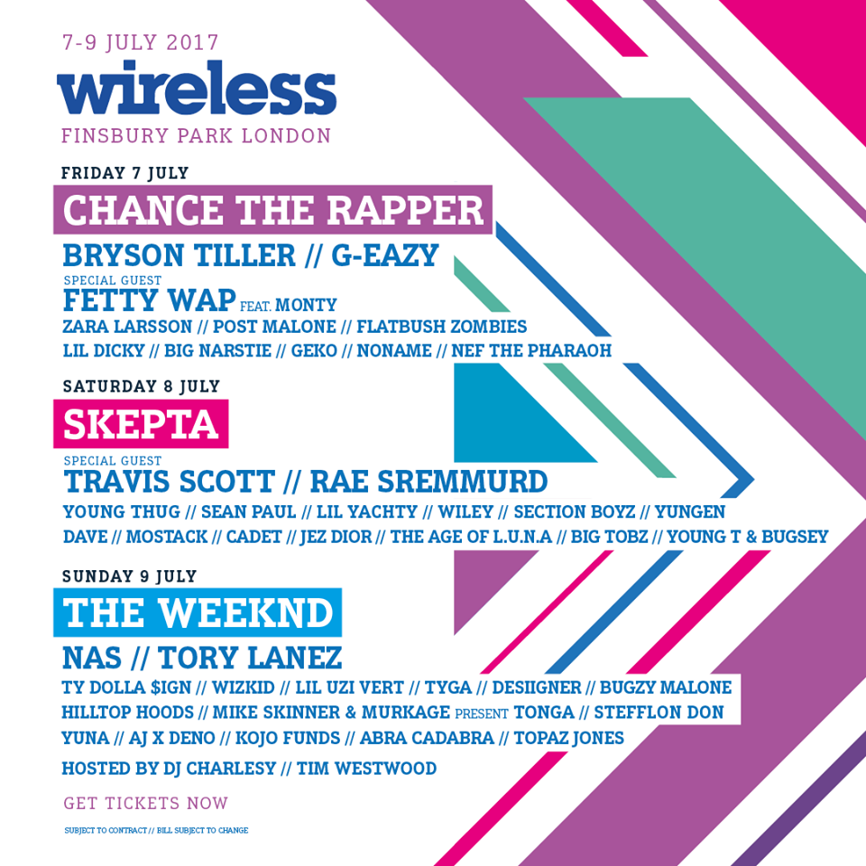 Cartel hasta el momento del Wireless Festival 2017