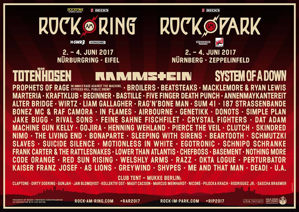 Cartel hasta le momento de Rock Am Ring y Rock Im Park 2017