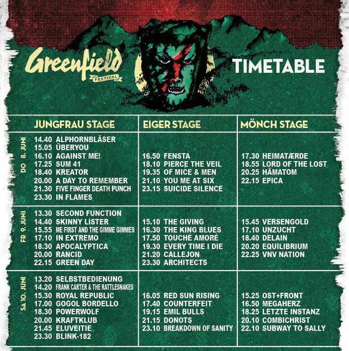Cartel completo y horarios del Greenfield 2017