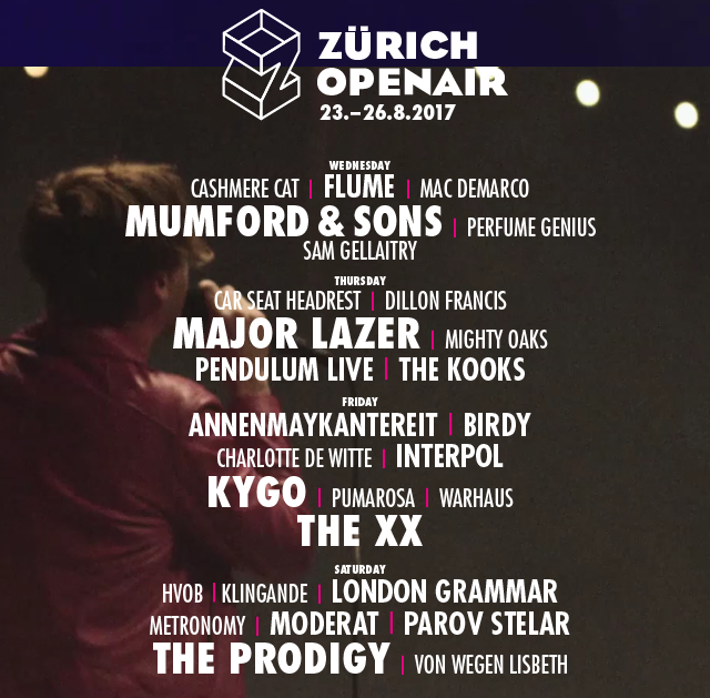 Cartel hasta el momento del Zürich OpenAir 2017