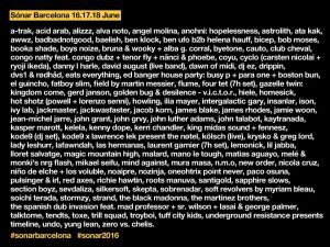 Cartel completo del Sónar Barcelona 2016