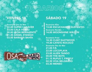 Cartel completo y horarios del Osa do Mar 2017
