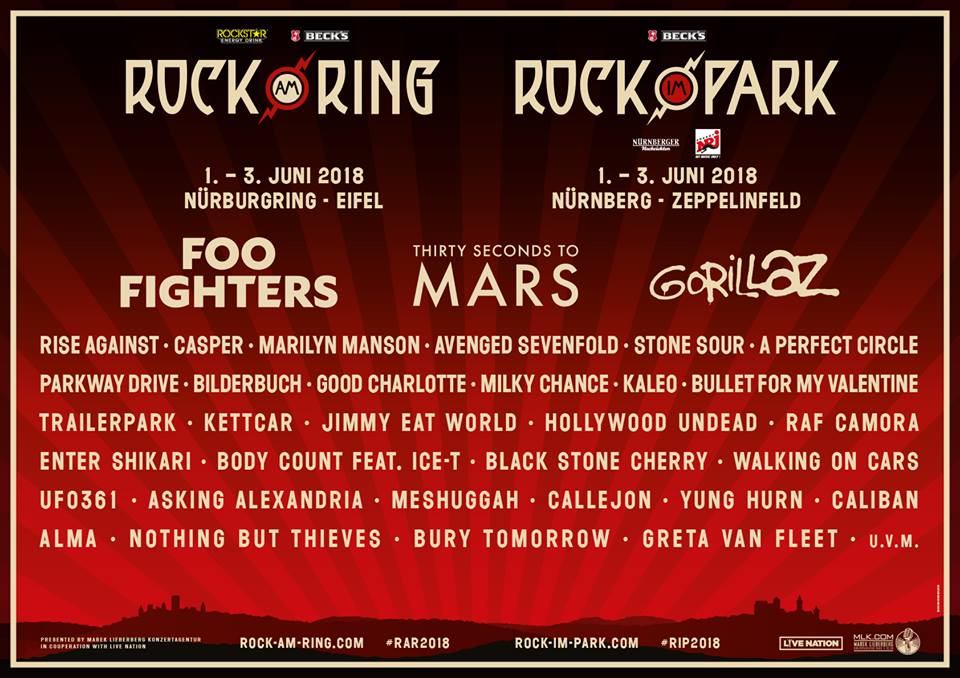 Primeros nombres de Rock am Ring y Rock im Park 2018
