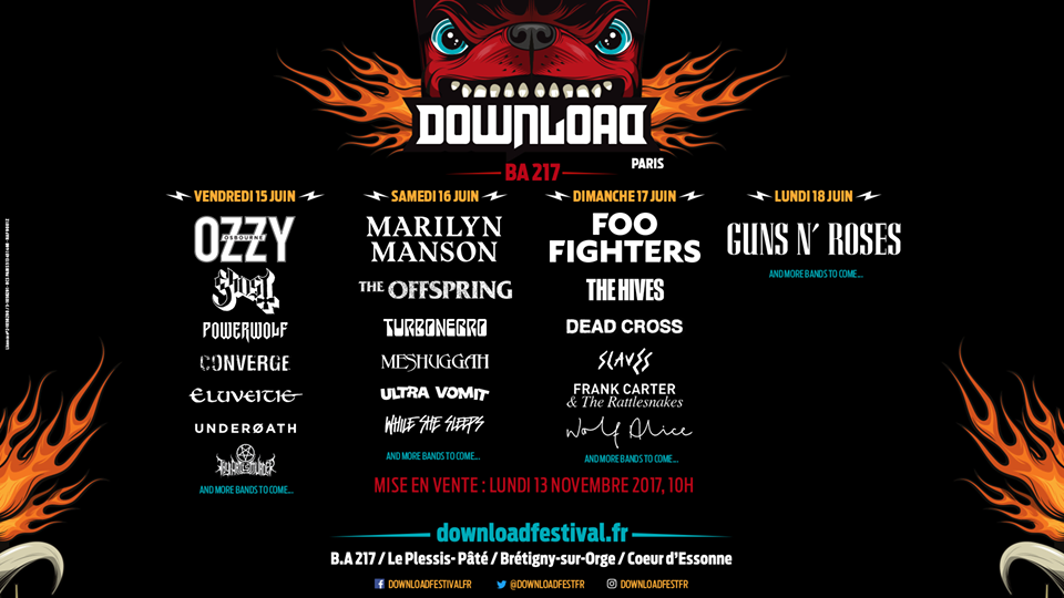 Cartel hasta el momento del Download Festival París 2018