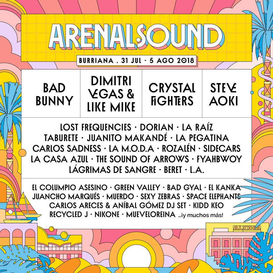 Cartel hasta el momento del Arenal Sound 2018