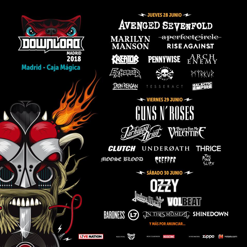 Cartel por días del Download Festival Madrid 2018
