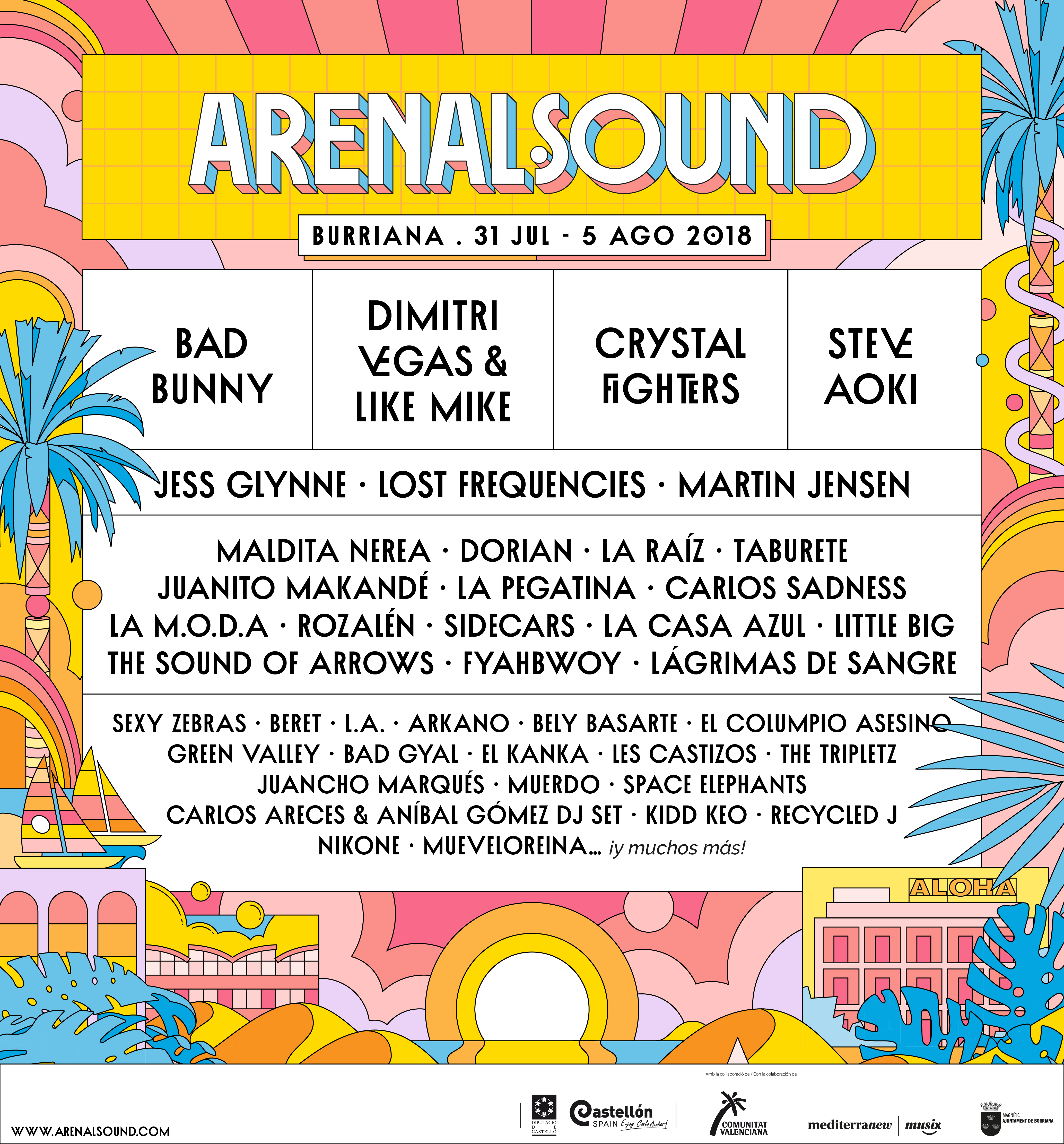 Cartel hasta el momento del Arenal Sound 2018
