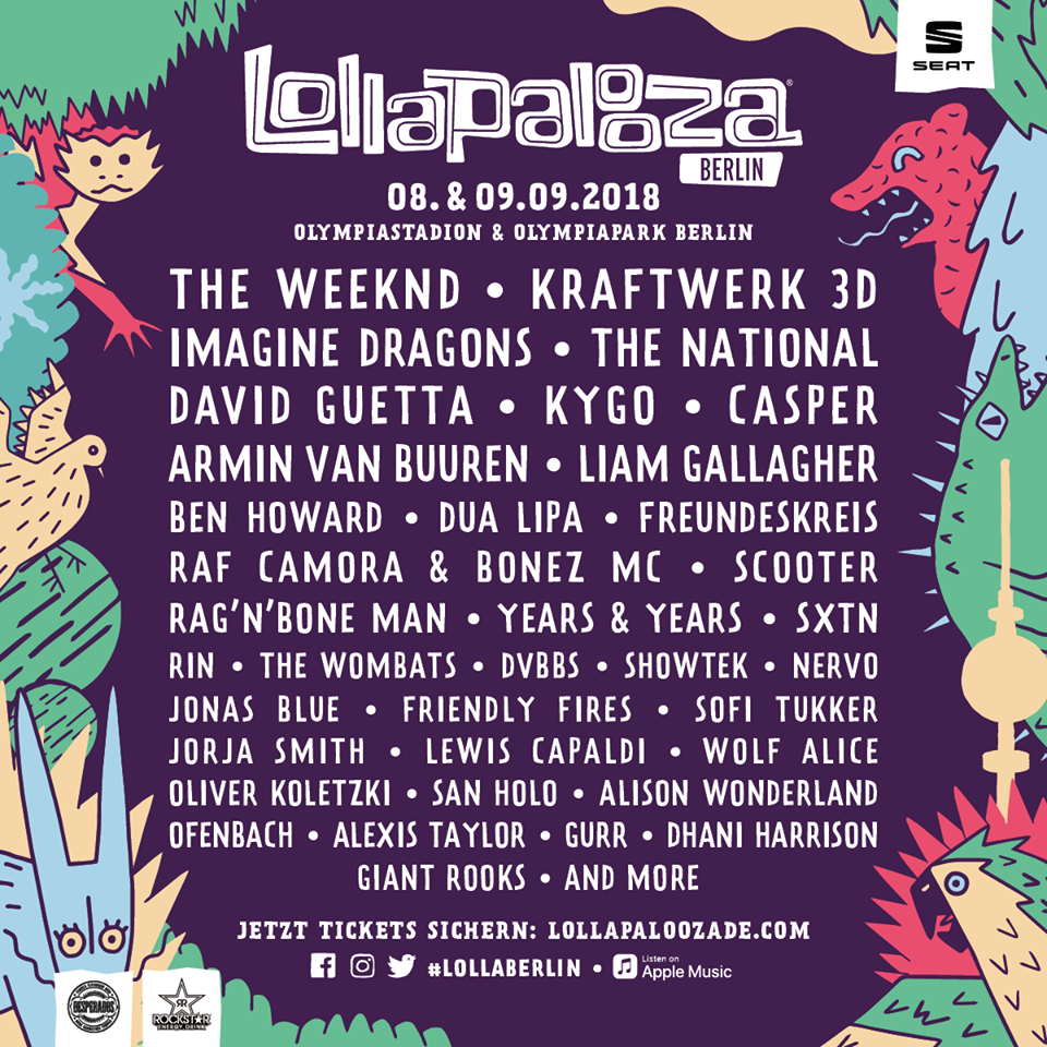 Primeras confirmaciones del Lollapalooza Berlín 2018