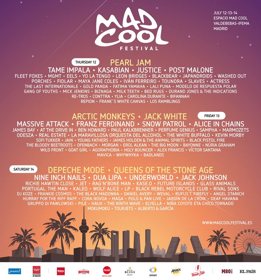 Cartel completo del Mad Cool 2018