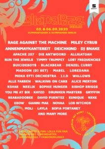 Cartel hasta el momento del Lollapalooza Berlin 2020