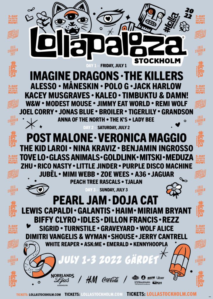 Cartel del Lollapalooza Estocolmo 2022