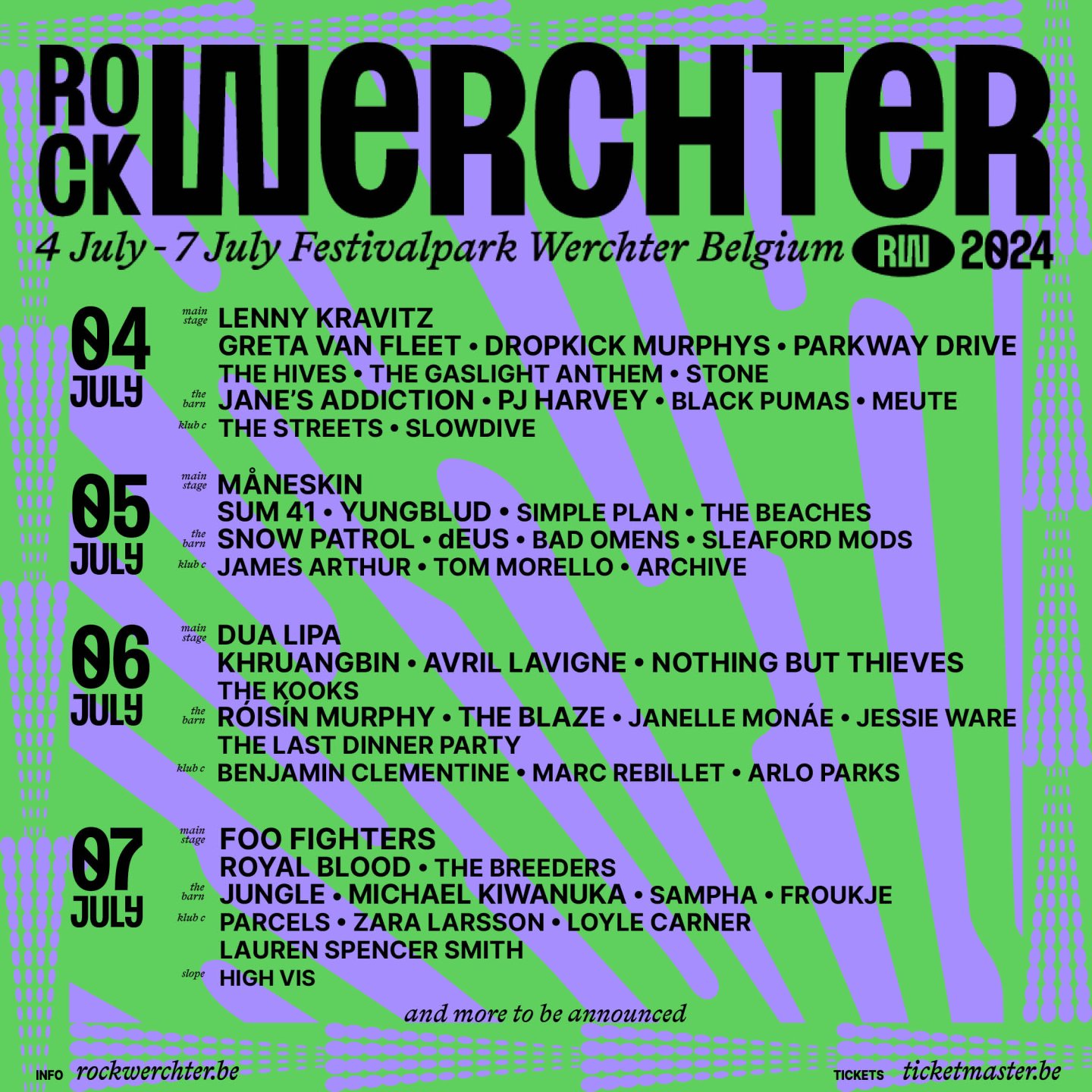 Cartel hasta el momento del Rock Werchter 2024