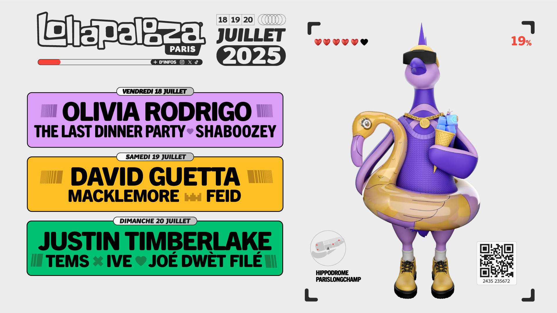 Cartel hasta el momento del Lollapalooza París 2025