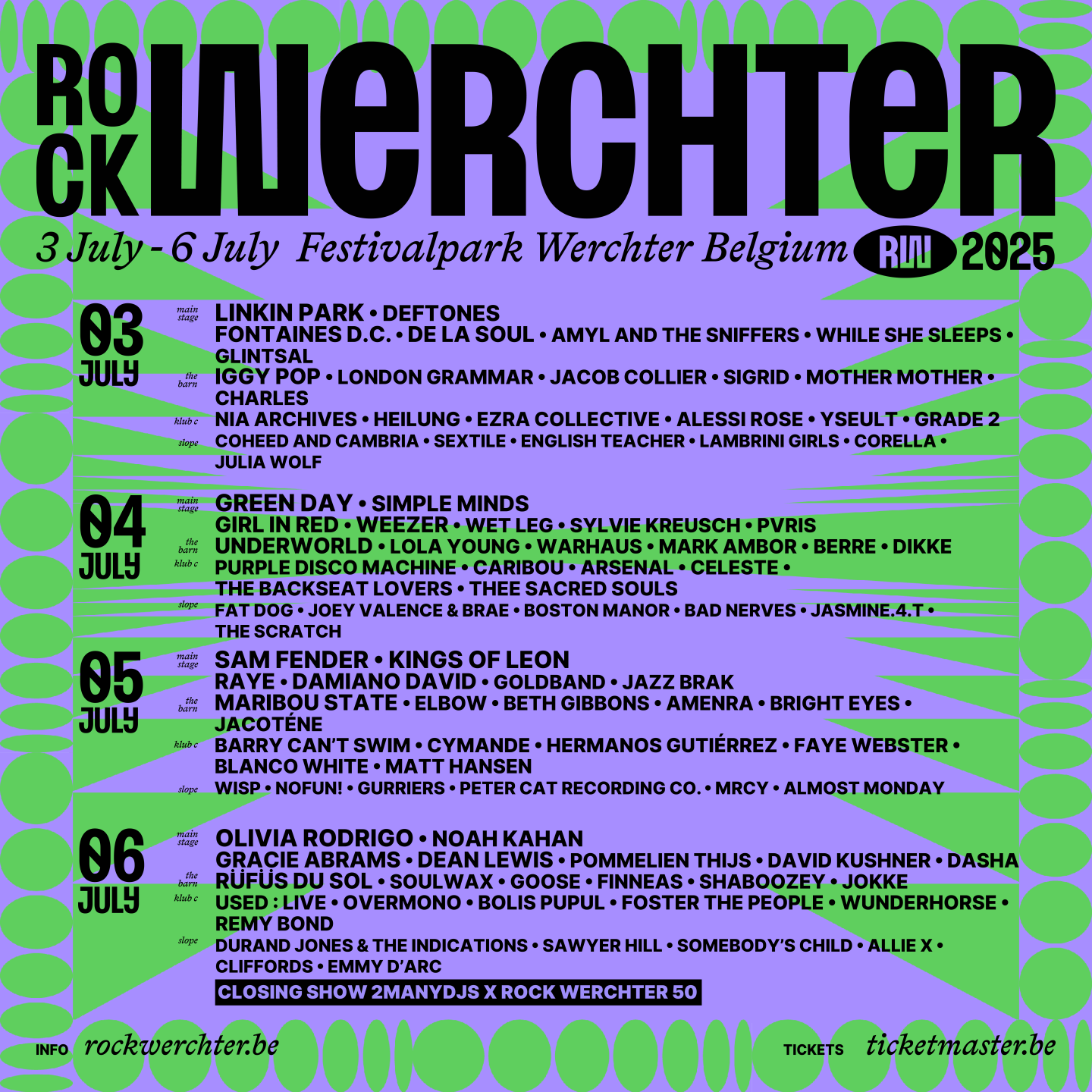 Cartel completo del Rock Werchter 2025