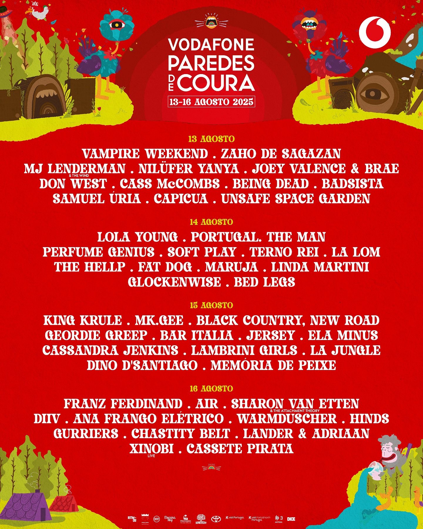 Cartel completo y por días del Vodafone Paredes de Coura 2025