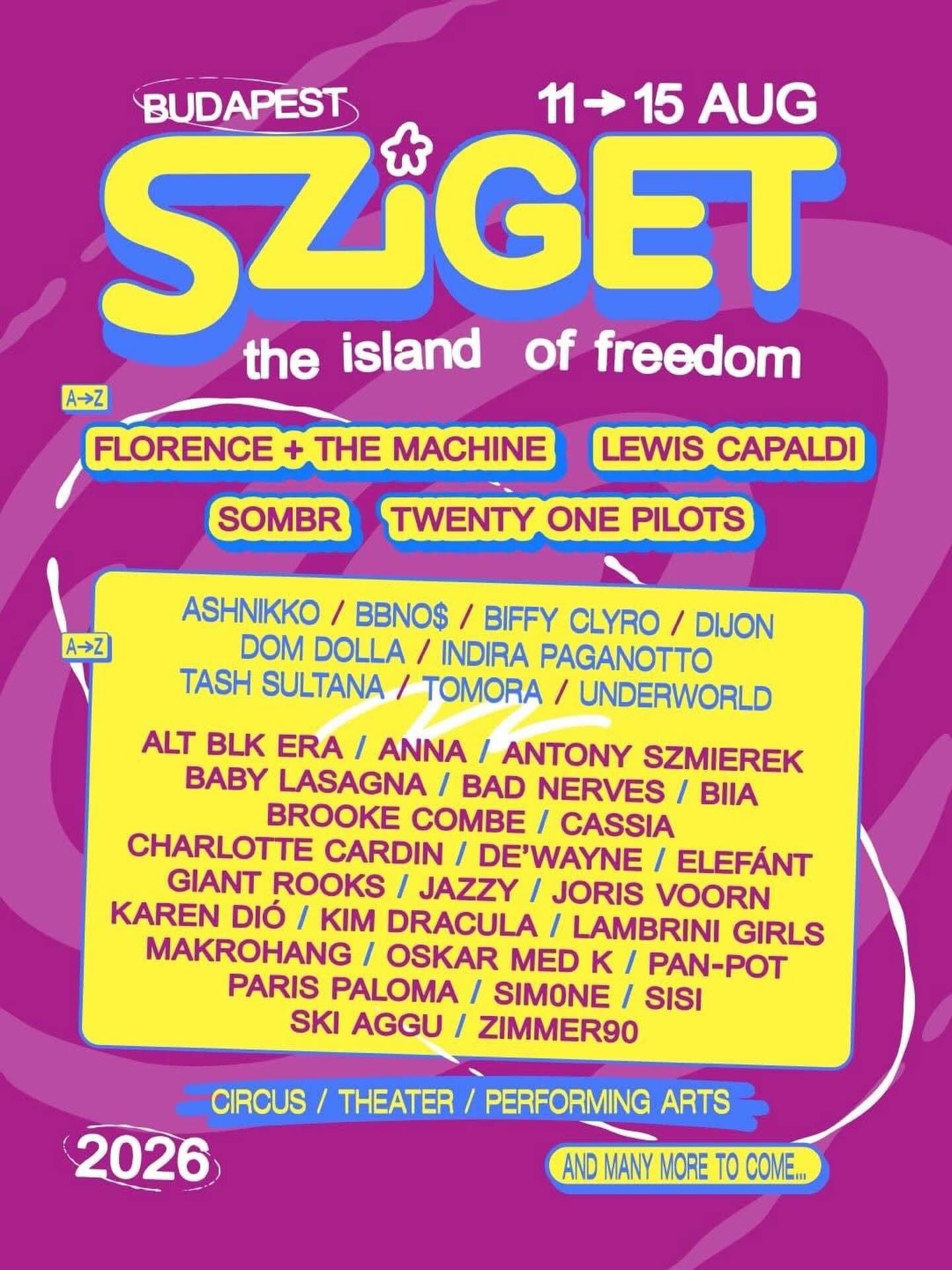 Primeras confirmaciones del Sziget 2026