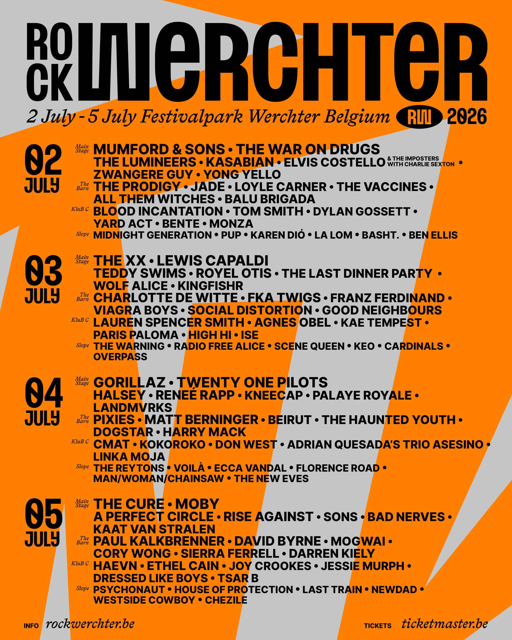 Cartel completo del Rock Werchter 2026