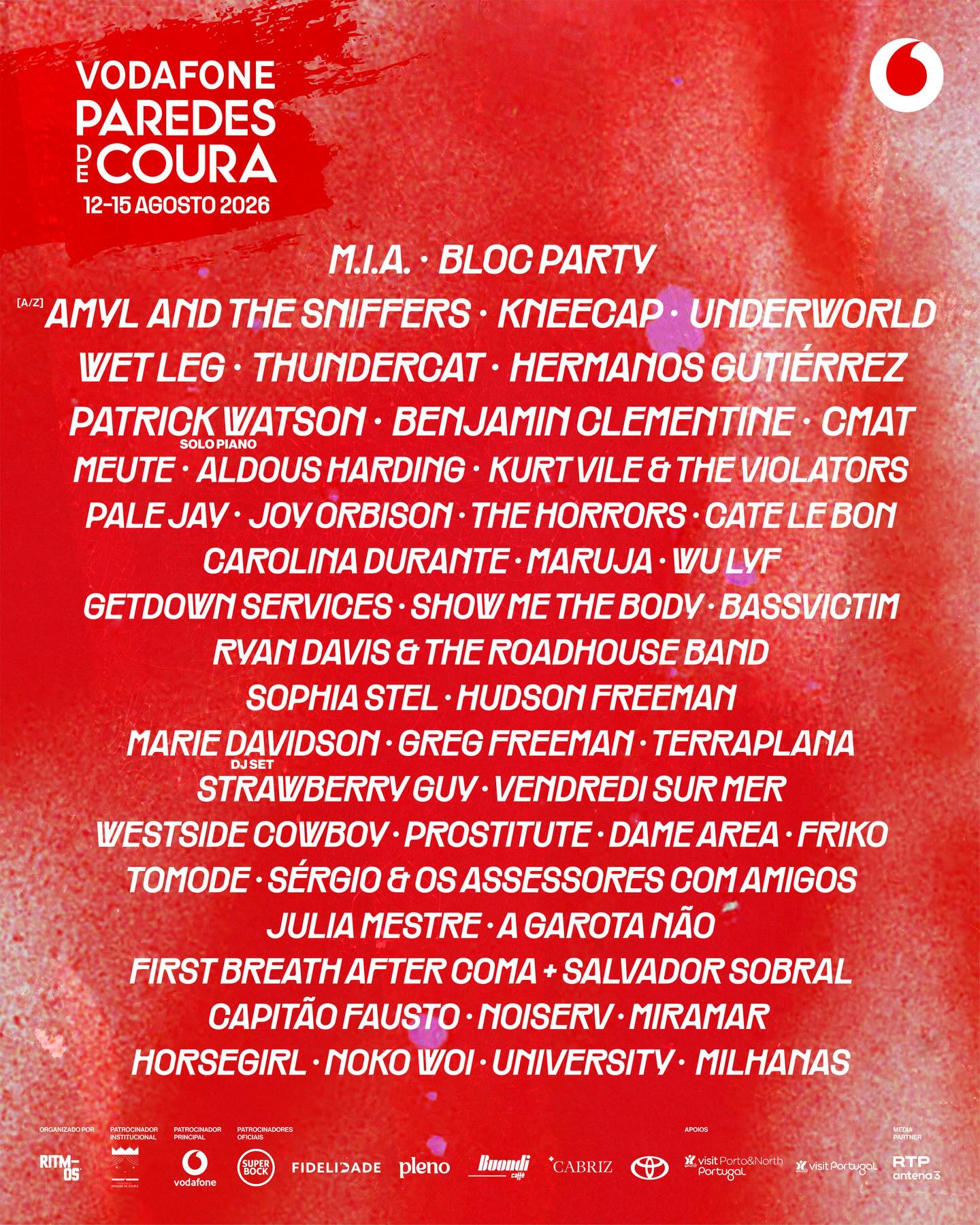 Cartel completo del Vodafone Paredes de Coura 2026
