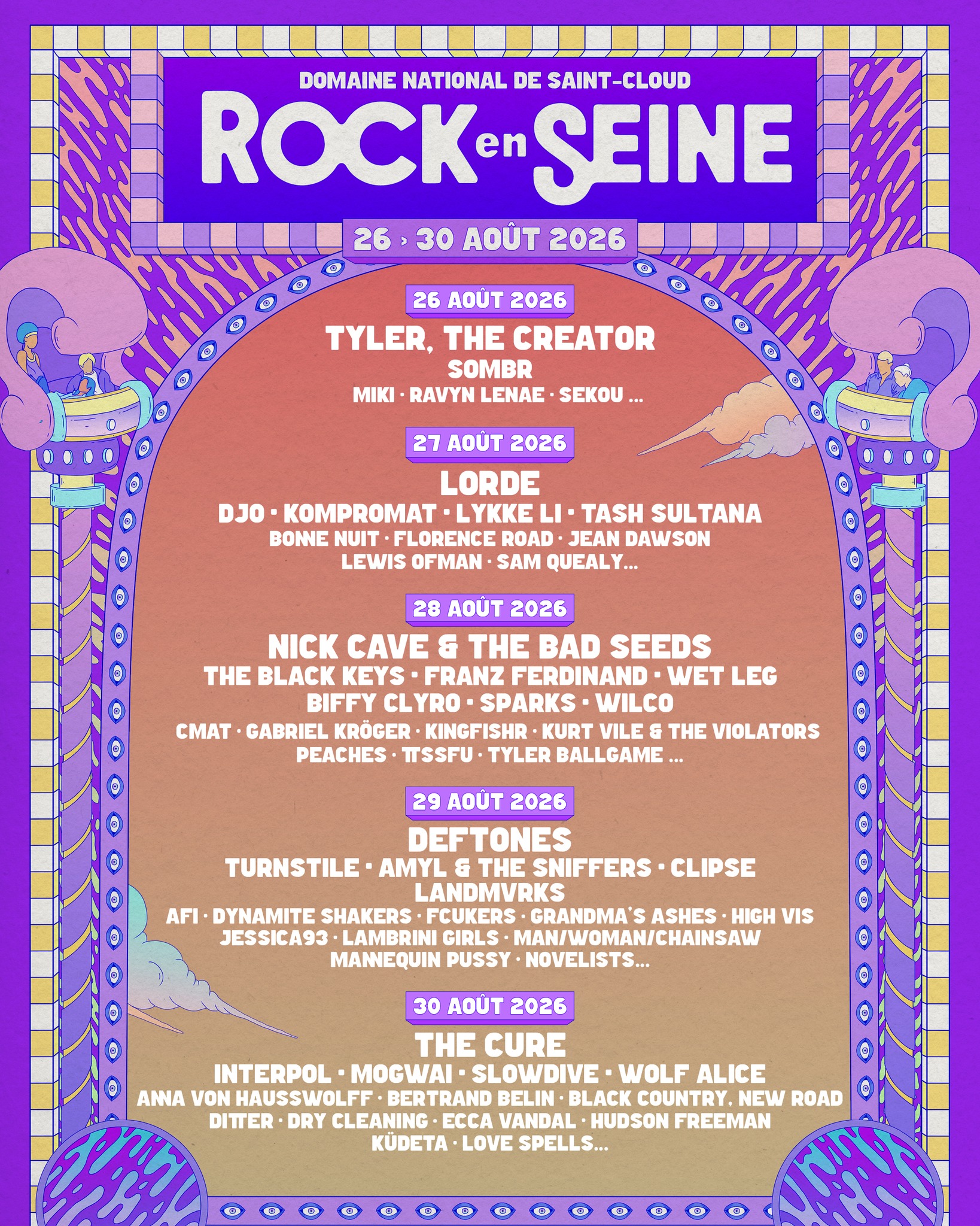 Cartel por días del Rock en Seine 2026